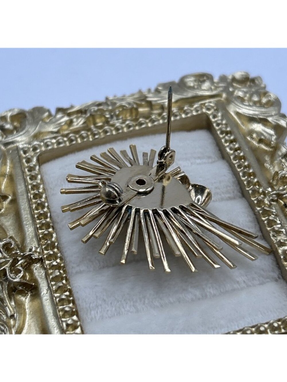 1950s Emmons Brooch Gold Tone Sunburst Faux Pearl Retro Sun Flower MCM Vintage - Picture 12 of 16